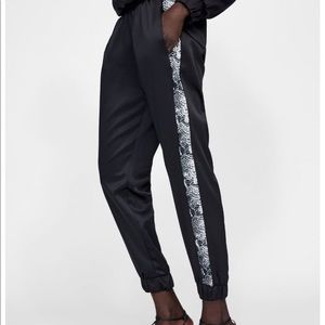 Zara Satin Pants With Animal Print Stripe